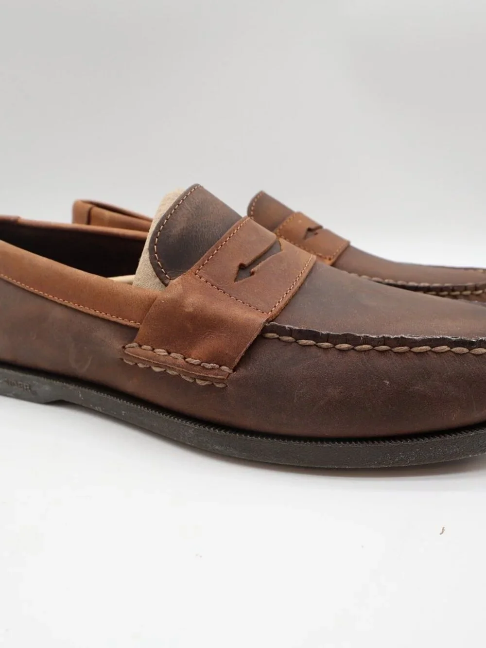Sperry A/O Penny Loafers Mens 10.5 Brown Leather Slip On Boat Shoes